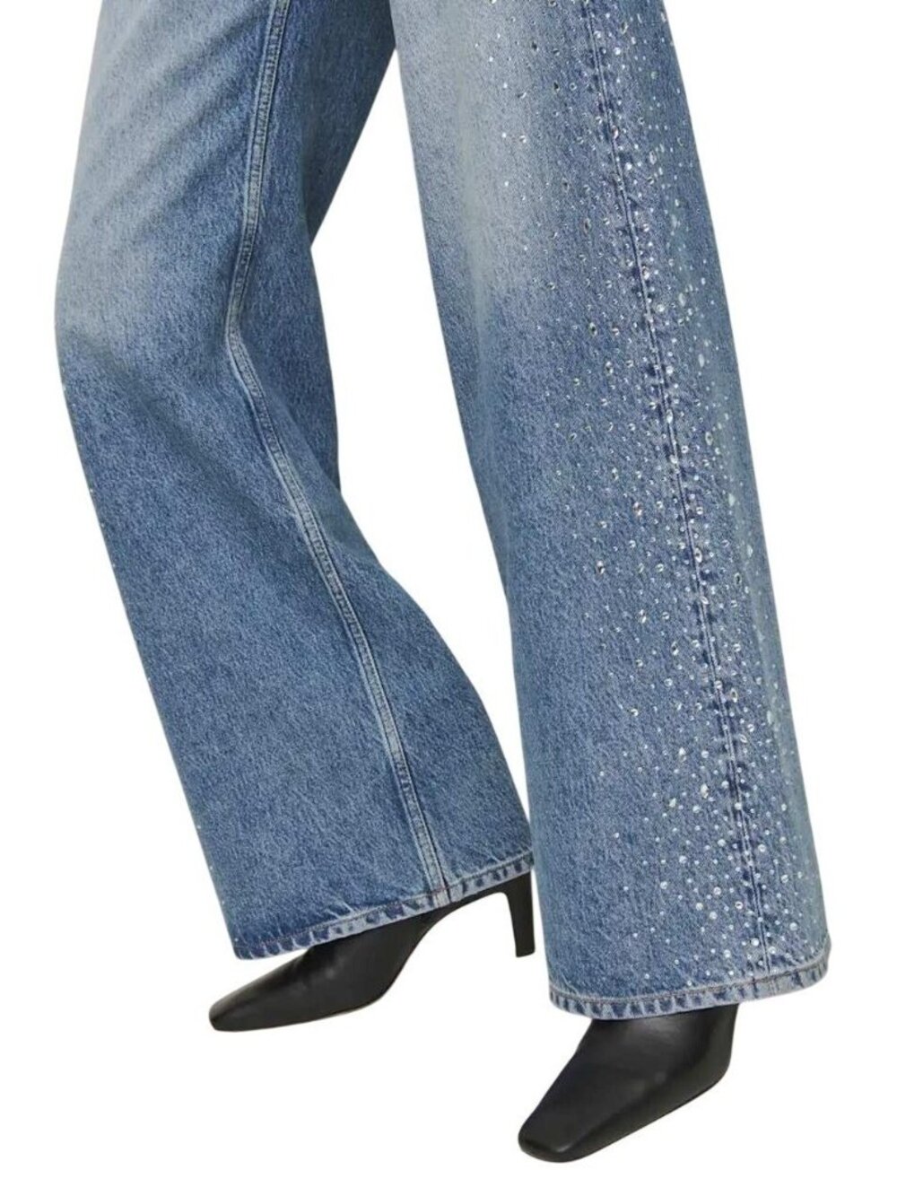 Reformation Cary High Rise Slouchy Wide Leg Jeans Colorado Sparkle 26